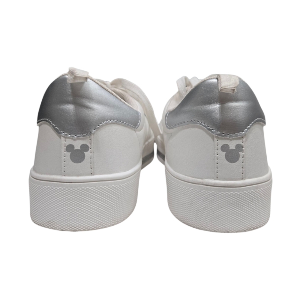 Disney Primark White Rhinestone Mickey Mouse Sneakers Women's Size 9 Silver Trim - Picture 9 of 11